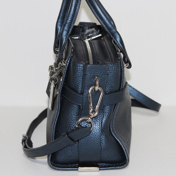 COACH Swagger 27 in Metallic Blue Pebble Leather Satchel Bag - Picture 10 of 14